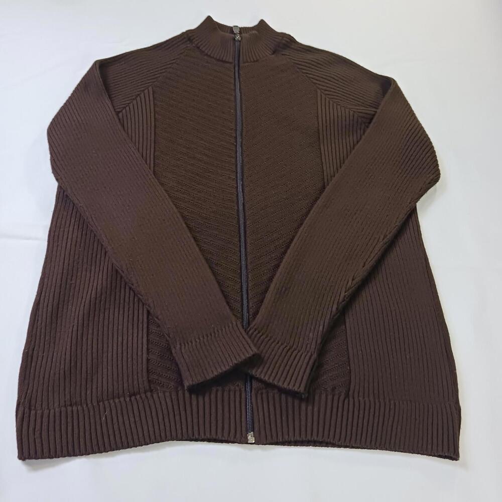 Lumber Casual Men's Brown Long Sleeve Full Zip Sweater Jacket Size Large